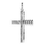 Pendentif en acier croix stylisée craquelée sur 1 côté et striures de l'autre Pendentif en acier croix stylisée craquelée sur 1 côté et striures de l'autre