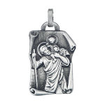 Pendentif en acier parchemin motif saint christophe