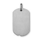 Pendentif en acier plaque g. i. arrondie avec encoche petit modle 38mm x 23mm