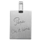 Pendentif en acier satin plaque g. i. rectangulaire grave  papa on t'aime