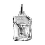 Pendentif en argent brillant parchemin zodiaque taureau