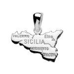 Pendentif en argent carte de la sicile