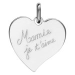 Pendentif en argent coeur grav�  mamie je t'aime