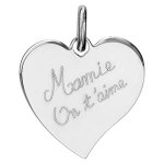 Pendentif en argent coeur grav�  mamie on t'aime
