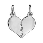 Pendentif en argent scable coeur  partager en zig - zag