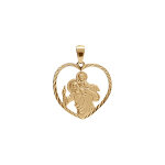 Pendentif en argent dor coeur 20mm saint - christophe avec contour diamant
