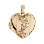 Pendentif en argent et dorure jaune cassolette coeur avec gravure papillons sur 1 bande au milieu - possibilit ...