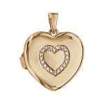 Pendentif en argent et dorure jaune cassolette coeur avec coeur en oxydes blancs sertis sur le dessus ...