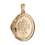 Pendentif en argent et dorure jaune cassolette ovale avec arbre de vie grav sur le dessus - dimension ...