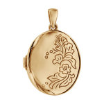 Pendentif en argent et dorure jaune cassolette ovale avec fleurs graves - dimension 20mm - possibilit ...