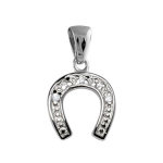 Pendentif en argent fer  cheval orn d'oxydes blancs