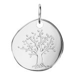Pendentif en argent galet avec arbre de vie grav