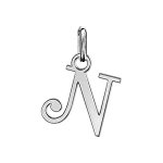 Pendentif en argent lettre n en lettrine anglaise stylise