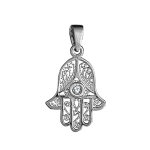 Pendentif en argent main de fatma ouvrage et orne d'1 oxyde blanc
