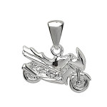 Pendentif en argent moto de course