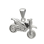 Pendentif en argent moto cross