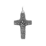 Pendentif en argent patin brillant croix bon pasteur 45x30mm