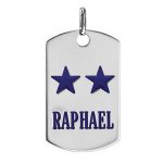 Pendentif en argent plaque g. i. champions du monde 2 �toiles avec gravure pr�nom