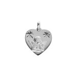 Pendentif en argent platin coeur contour diamant avec ange