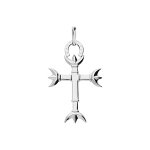Pendentif en argent platin croix camarguaise grand modle avec trident et fer  cheval