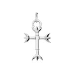 Pendentif en argent platin croix camarguaise petit modle avec trident et fer  cheval