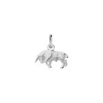 Pendentif en argent platin taureau camarguais et fer  cheval