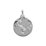 Pendentif en argent rhdoie mdaille 15mm diamante zodiaque scorpion