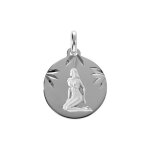 Pendentif en argent rhdoie m�daille 15mm diamant�e zodiaque vierge