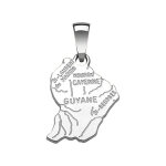 Pendentif argent rhodié carte guyane très grand modèle Pendentif argent rhodié carte guyane très grand modèle