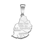 Pendentif en argent rhodi carte de l'ile maurice