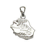 Pendentif en argent rhodi carte de l'le de la runion