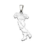 Pendentif en argent rhodi carte d'italie petit modle