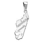 Pendentif en argent rhodi carte de madagascar