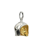 Pendentif en argent rhodi casque de pompier avec visire amovible petit modle