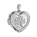 Pendentif en argent rhodi cassolette coeur avec arbre de vie grav sur le dessus - dimension 20mm - ...