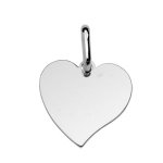 Pendentif en argent rhodi coeur  graver petit modle - plaque fine