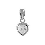 Pendentif en argent rhodi� coeur en oxyde blanc serti clos