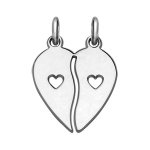 Pendentif en argent rhodi scable coeur  partager avec coeur dcoup sur chaque moiti