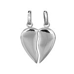 Pendentif en argent rhodi coeur  partager en zig - zag