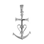 Pendentif en argent rhodi croix camarguaise grand modle