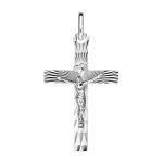 Pendentif en argent rhodi croix diamante avec le christ 34mmx20mm