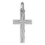 Pendentif en argent rhodi croix moyenne  aspect bois