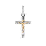 Pendentif en argent rhodi� et dor� j�sus christ sur croix diamant�
