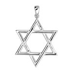 Pendentif en argent rhodi� �toile de david grand mod�le