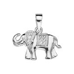Pendentif en argent rhodié en forme d'elephant avec oxydes blancs sertis Pendentif en argent rhodié en forme d'elephant avec oxydes blancs sertis
