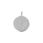 Pendentif en argent rhodi galet 18mm motif ange