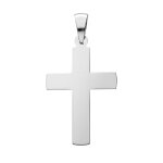 Pendentif en argent rhodi grande croix lisse  graver