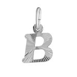 Pendentif en argent rhodi lettre b stries