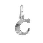 Pendentif en argent rhodi� lettre c stri�es