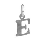Pendentif en argent rhodi� lettre e stri�es